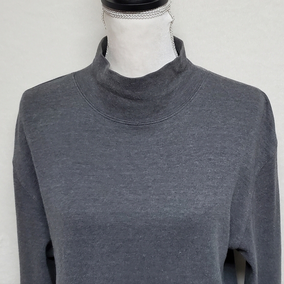 RARE Vintage 90s J. Crew Grey Cotton Mock Neck Long Sleeve Midi Sweater Dress L - Picture 5 of 13